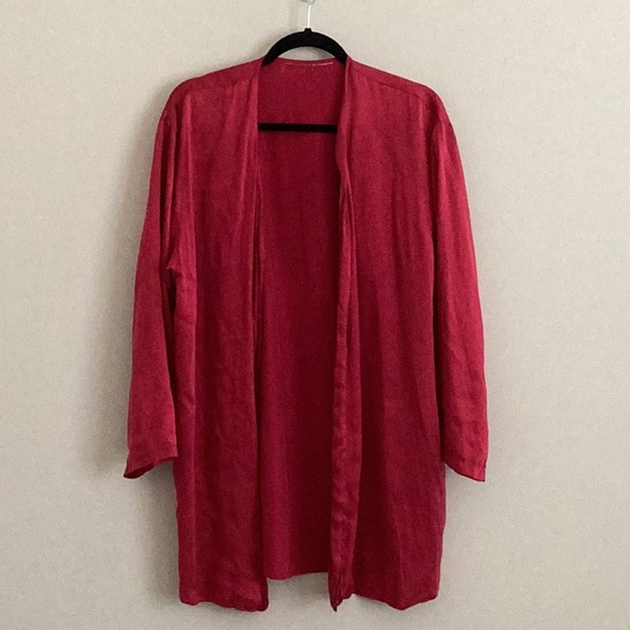 VicSecret silk robe. Med, red. Tag & buttons removed-wore over see thru dress - Picture 2 of 6